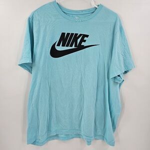 Nike Men's Blue T-Shirt xl tee gym workout teal logo swoosh